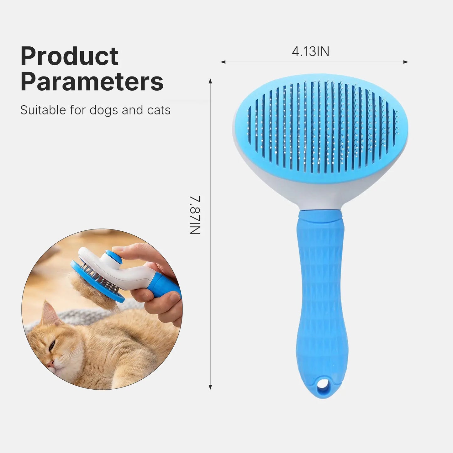 Self-Cleaning Slicker Brush for Cats and Dogs – Professional Pet Grooming Tool for Shedding, Loose Fur Removal, and Gentle Massage, Blue