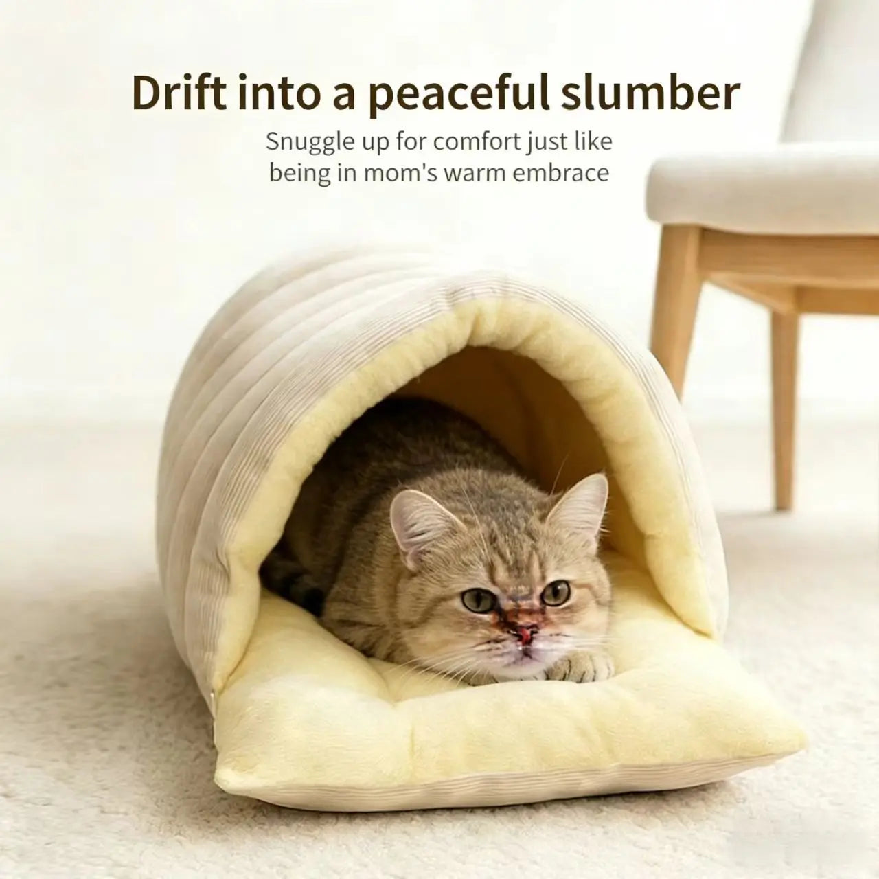 Winter Cat Nest - Semi-Enclosed Cozy Indoor Cat House with Ultra-Soft Plush Fabric and Superior Heat Retention for All Cat Sizes