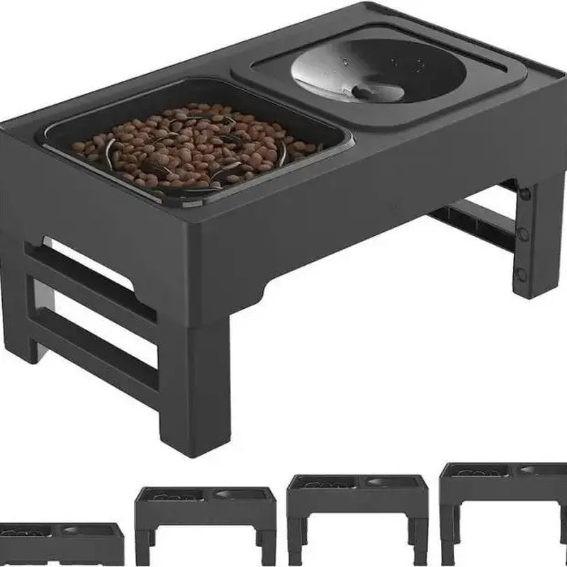 GOYJOY Elevated Dog Bowls for Dogs and Cats Adjustable 4 Heights Raised Dog Bowl Stand with Slow Feeders anti Slip No Spill Dog Water Bowl for Small Medium Large Dogs & Pets Ergonomic Design for Pet Health - Feeding