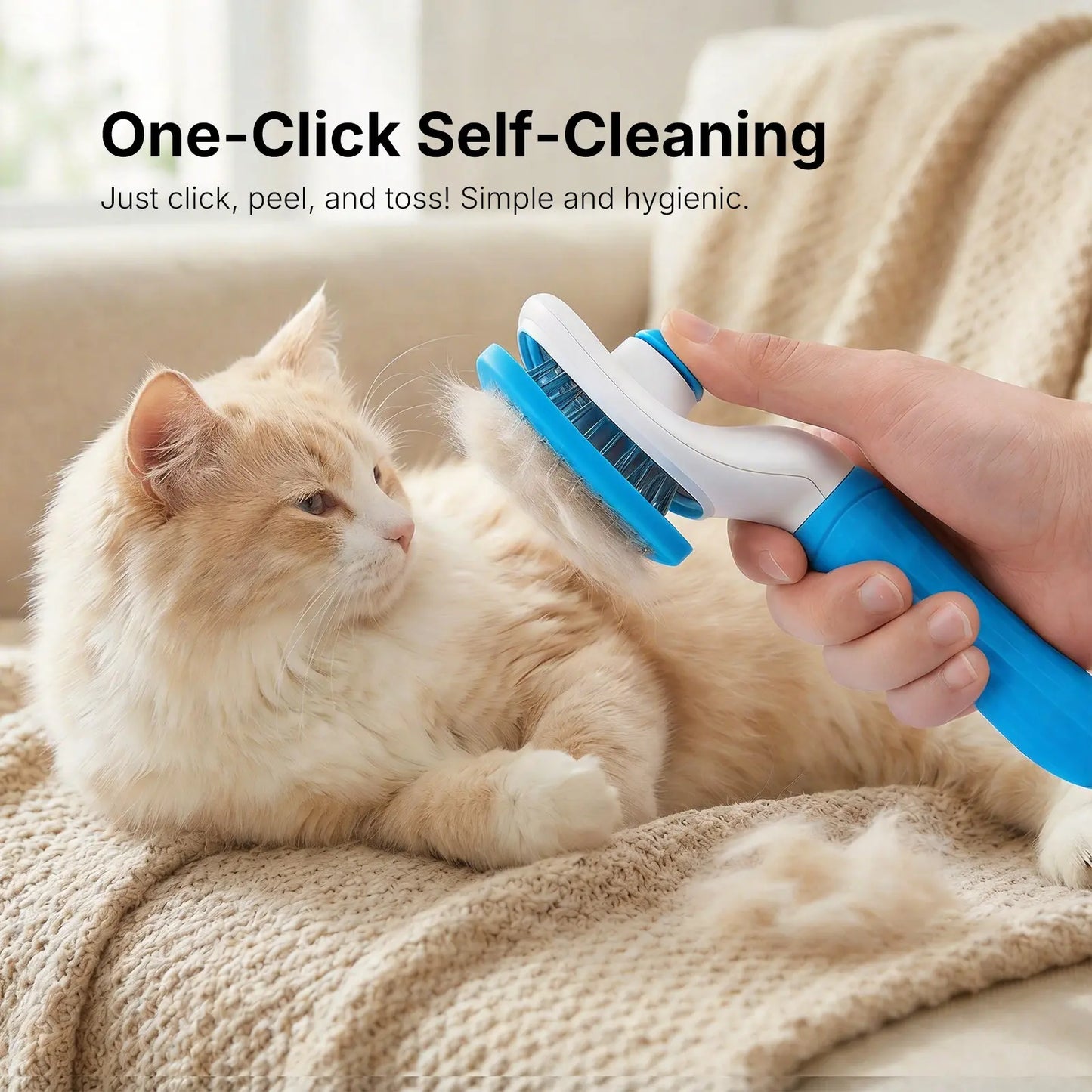 Self-Cleaning Slicker Brush for Cats and Dogs – Professional Pet Grooming Tool for Shedding, Loose Fur Removal, and Gentle Massage, Blue