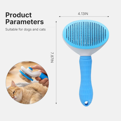 Self-Cleaning Slicker Brush for Cats and Dogs – Professional Pet Grooming Tool for Shedding, Loose Fur Removal, and Gentle Massage, Blue
