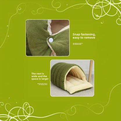 Winter Cat Nest - Semi-Enclosed Cozy Indoor Cat House with Ultra-Soft Plush Fabric and Superior Heat Retention for All Cat Sizes