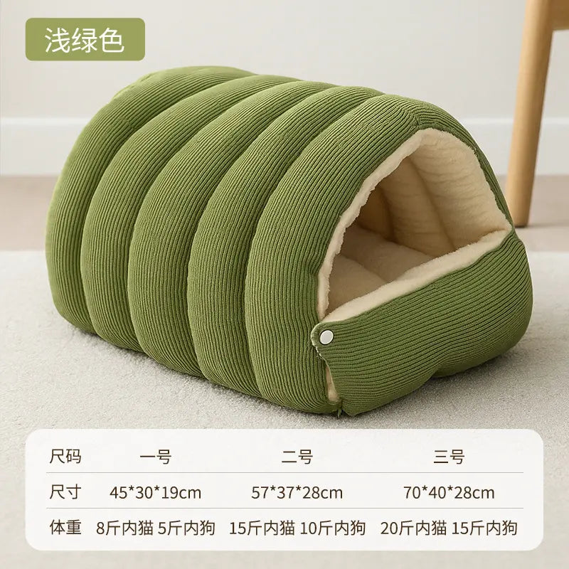 Winter Cat Nest - Semi-Enclosed Cozy Indoor Cat House with Ultra-Soft Plush Fabric and Superior Heat Retention for All Cat Sizes