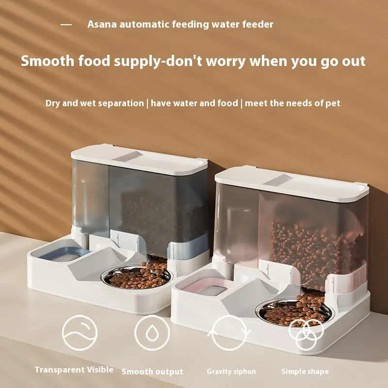 Elevated 2-in-1 Pet Feeding Station with Automatic Water Dispenser for Cats and Dogs - Convenient Access to Food and Water