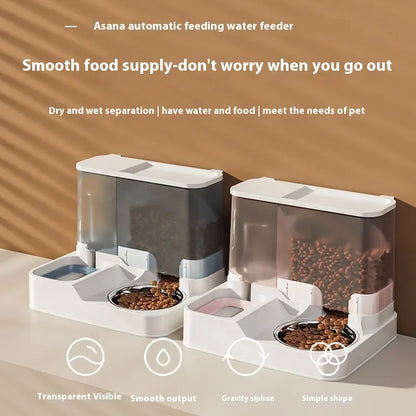 Elevated 2-in-1 Pet Feeding Station with Automatic Water Dispenser for Cats and Dogs - Convenient Access to Food and Water