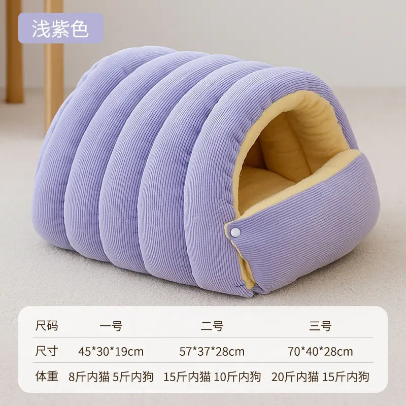 Winter Cat Nest - Semi-Enclosed Cozy Indoor Cat House with Ultra-Soft Plush Fabric and Superior Heat Retention for All Cat Sizes