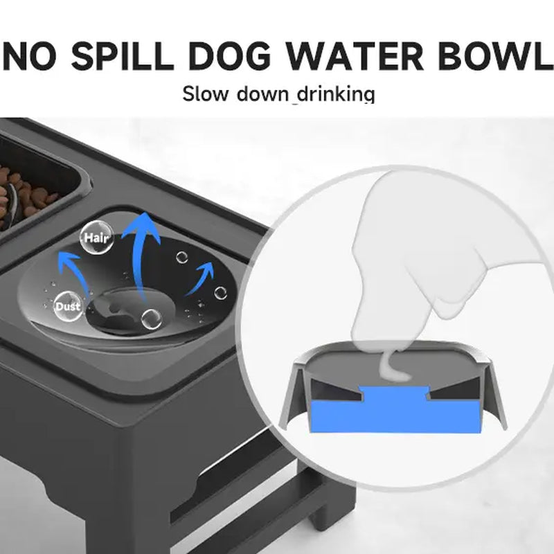 GOYJOY Elevated Dog Bowls for Dogs and Cats Adjustable 4 Heights Raised Dog Bowl Stand with Slow Feeders anti Slip No Spill Dog Water Bowl for Small Medium Large Dogs & Pets Ergonomic Design for Pet Health - Feeding