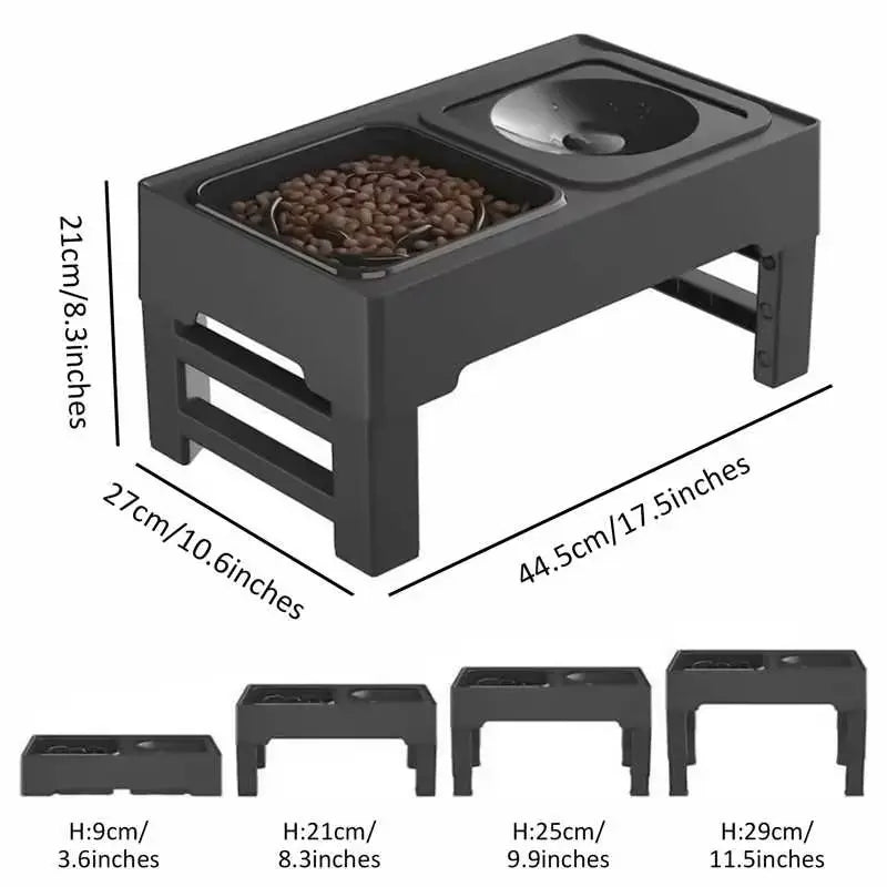 GOYJOY Elevated Dog Bowls for Dogs and Cats Adjustable 4 Heights Raised Dog Bowl Stand with Slow Feeders anti Slip No Spill Dog Water Bowl for Small Medium Large Dogs & Pets Ergonomic Design for Pet Health - Feeding