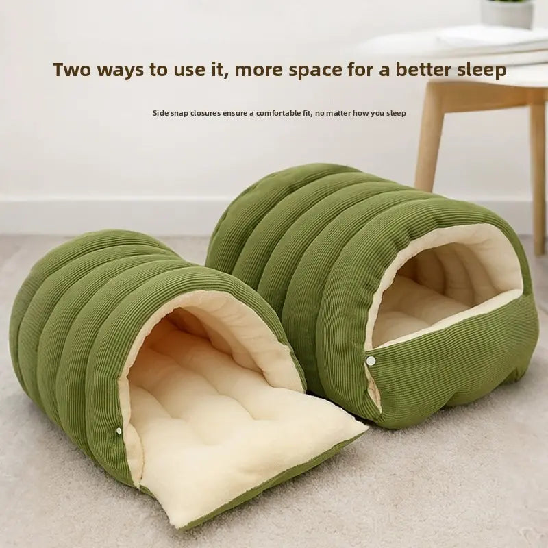 Winter Cat Nest - Semi-Enclosed Cozy Indoor Cat House with Ultra-Soft Plush Fabric and Superior Heat Retention for All Cat Sizes