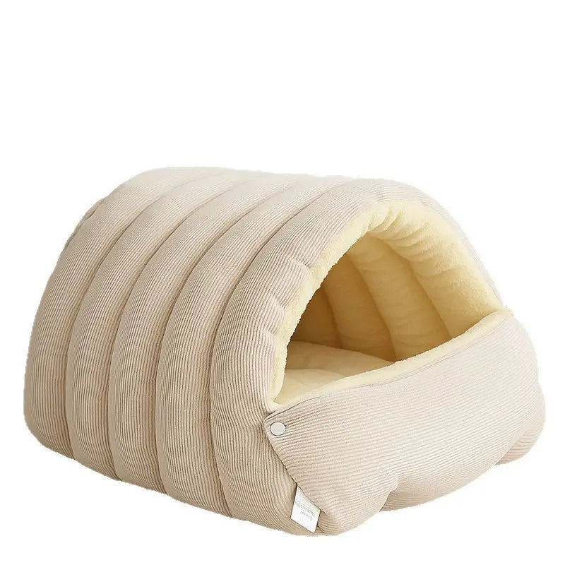 Winter Cat Nest - Semi-Enclosed Cozy Indoor Cat House with Ultra-Soft Plush Fabric and Superior Heat Retention for All Cat Sizes