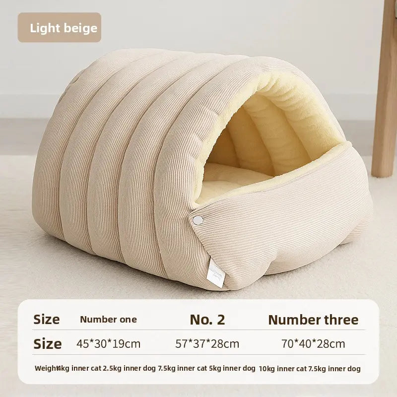 Winter Cat Nest - Semi-Enclosed Cozy Indoor Cat House with Ultra-Soft Plush Fabric and Superior Heat Retention for All Cat Sizes