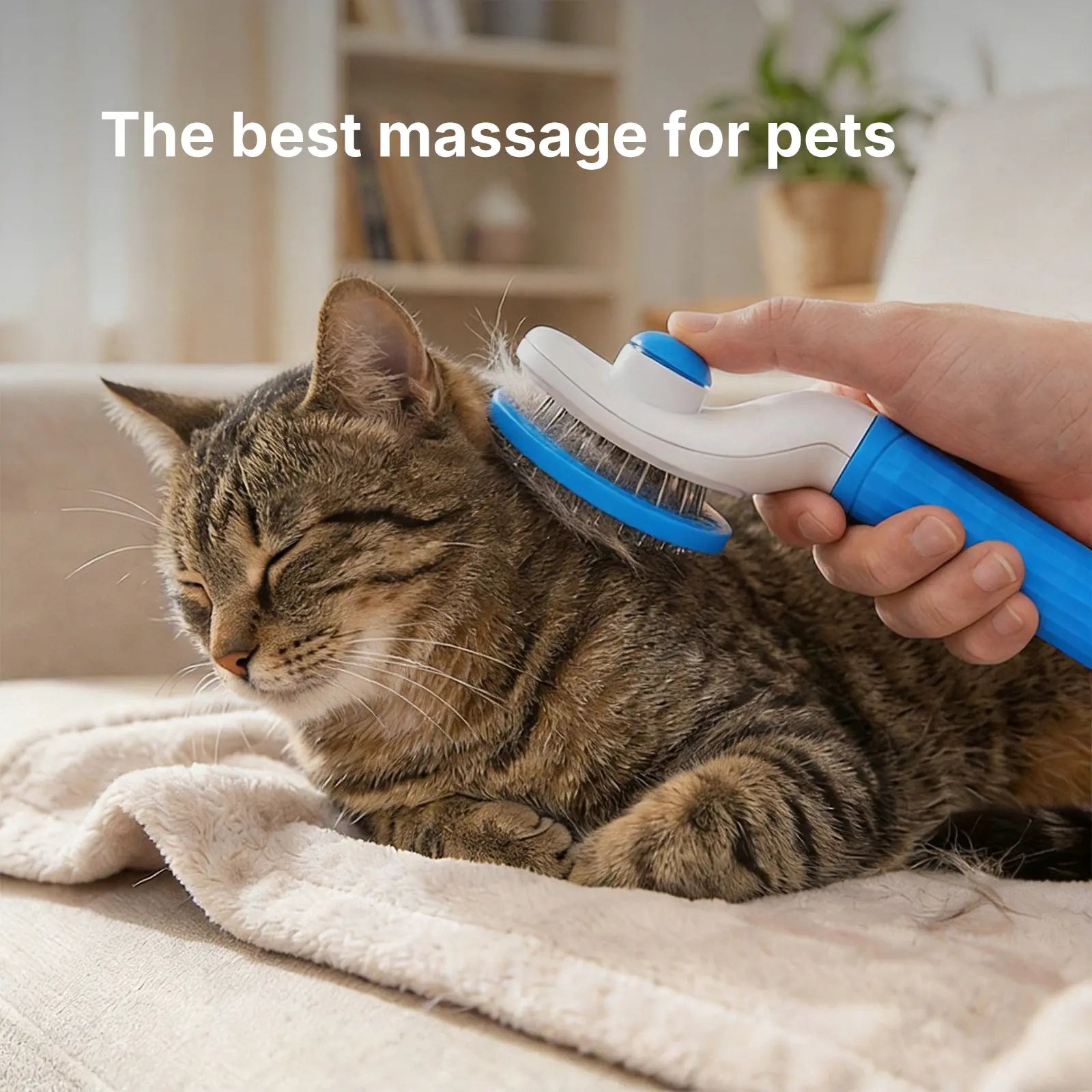 Self-Cleaning Slicker Brush for Cats and Dogs – Professional Pet Grooming Tool for Shedding, Loose Fur Removal, and Gentle Massage, Blue