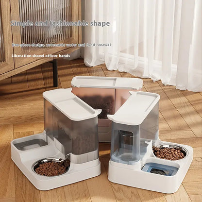 Elevated 2-in-1 Pet Feeding Station with Automatic Water Dispenser for Cats and Dogs - Convenient Access to Food and Water